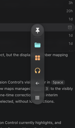 Pinned vertical Action Dock restored after the application was reopened